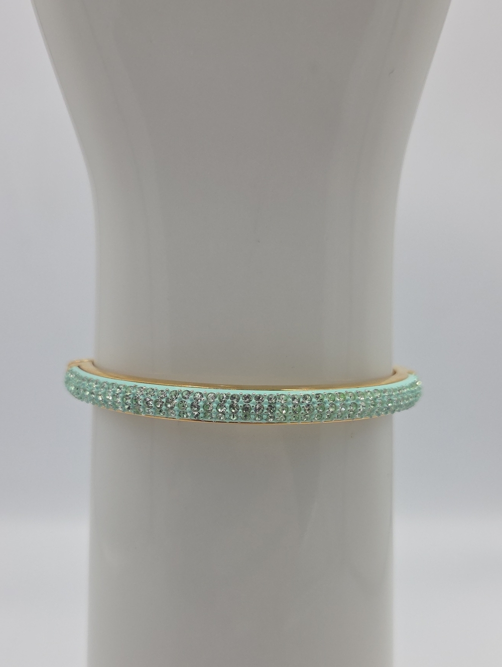 J Crew Gold-Tone Mint Crystal Pave Bangle Bracelet